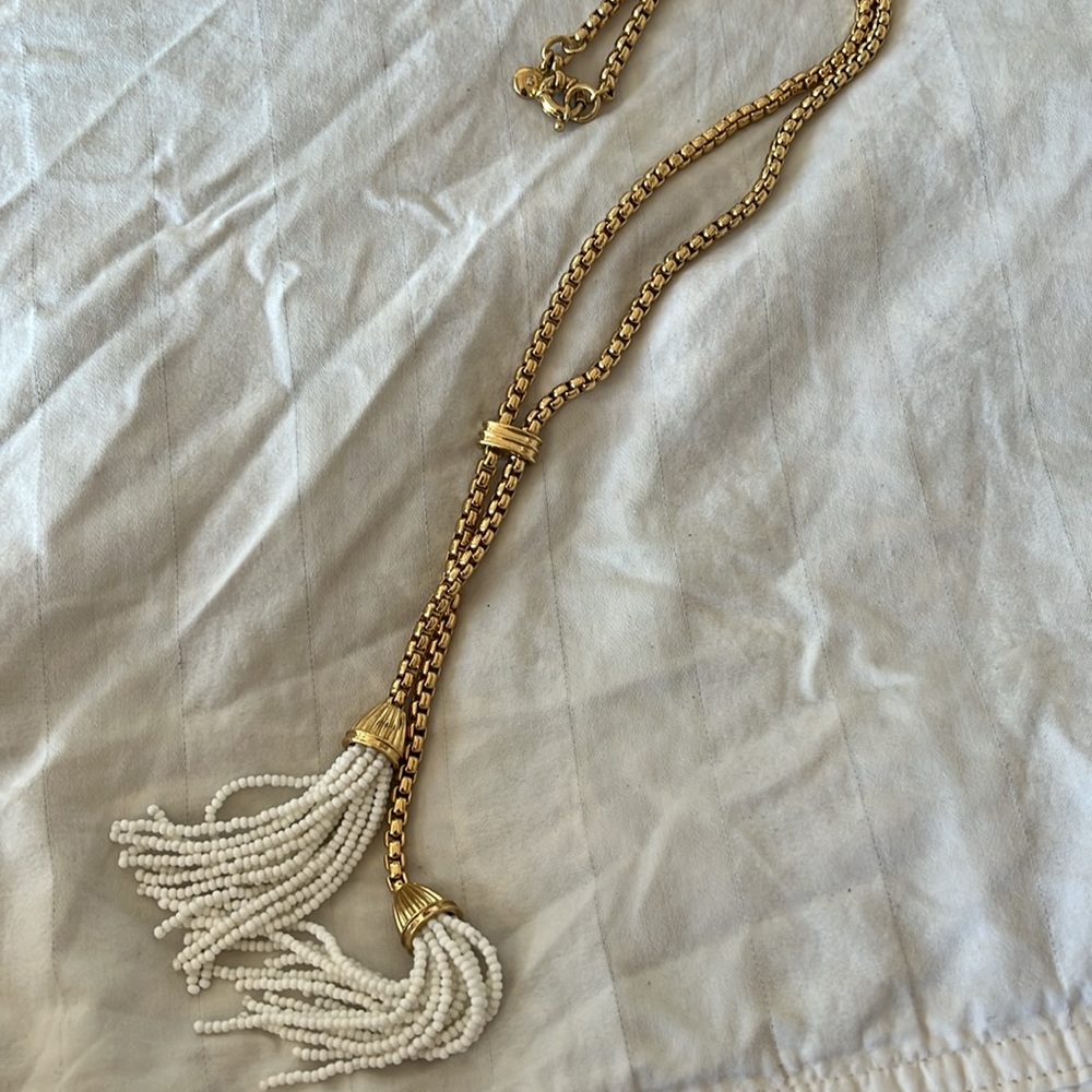 J. Crew white beaded Tassel Necklace - Picture 4 of 4